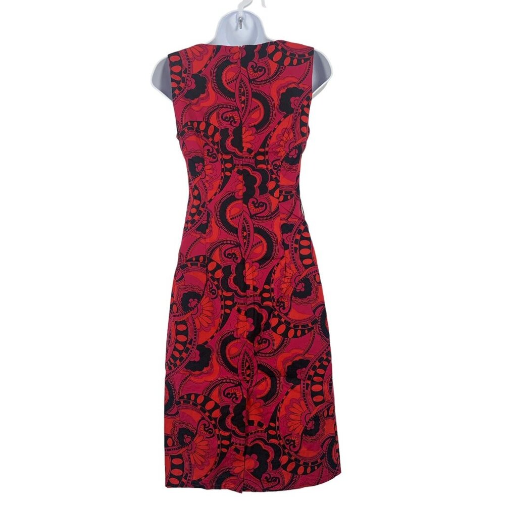 H&M Junior Red & Black Printed Sleeveless Boat Neck Sheath Dress Size 4 Small - Picture 5 of 11